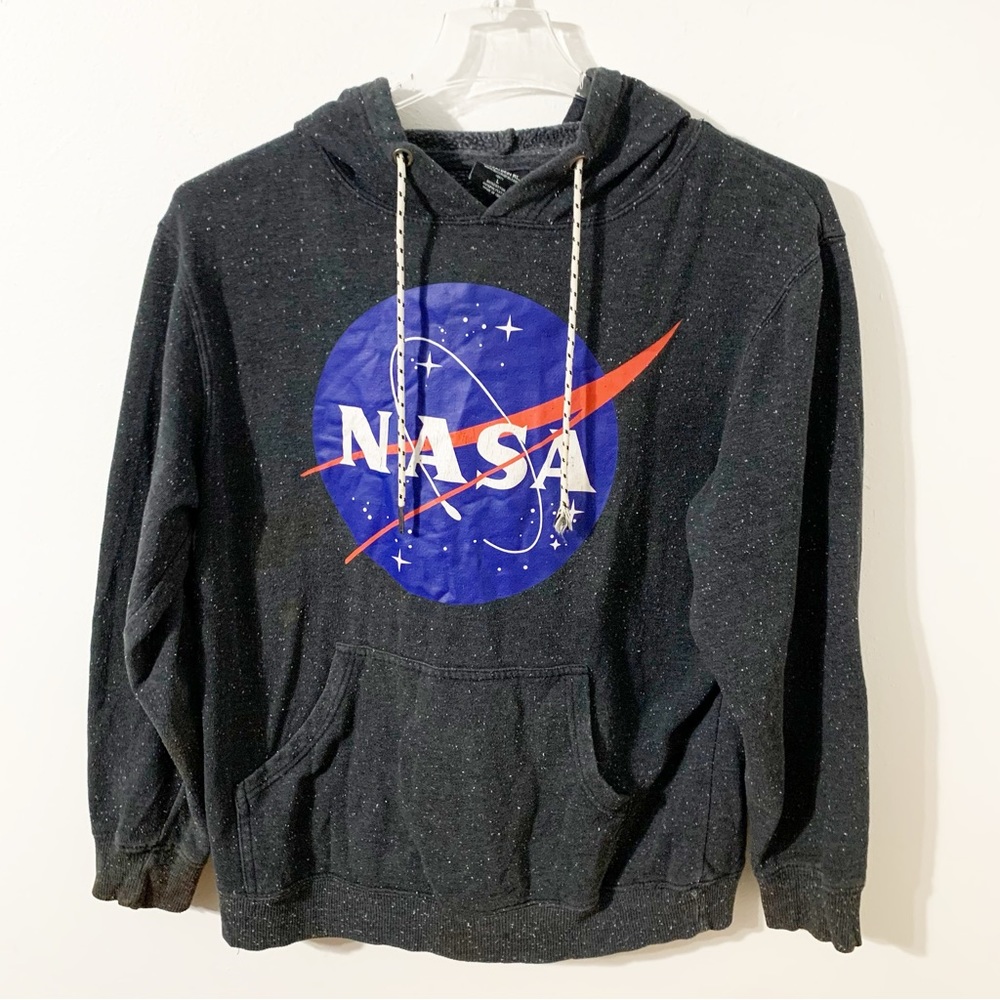Buzz Aldrin NASA Pullover Hooded Sweatshirt Dark Gray / White Flecks Sweatshirt